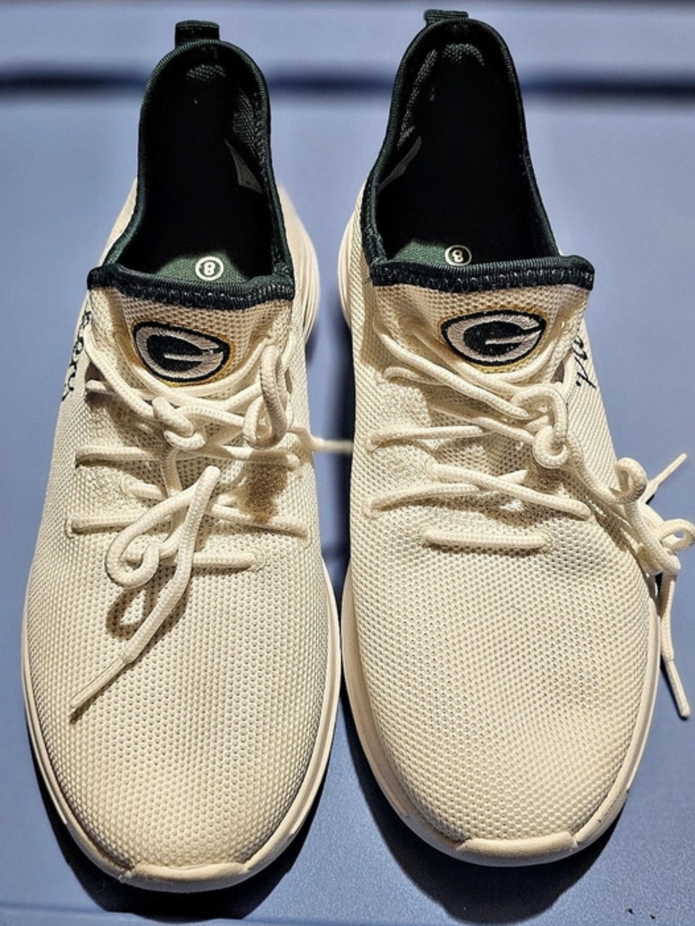 Green Bay Packers Womens Midsole White Sneakers  US 8